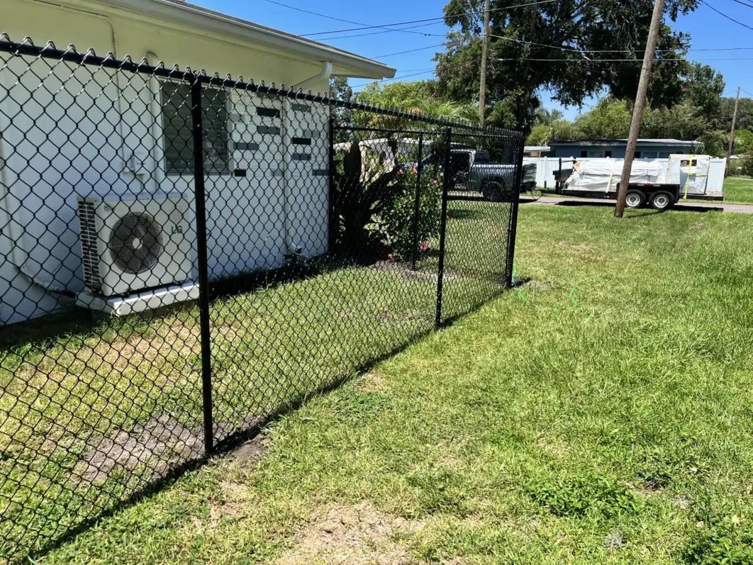 Black chain link fence